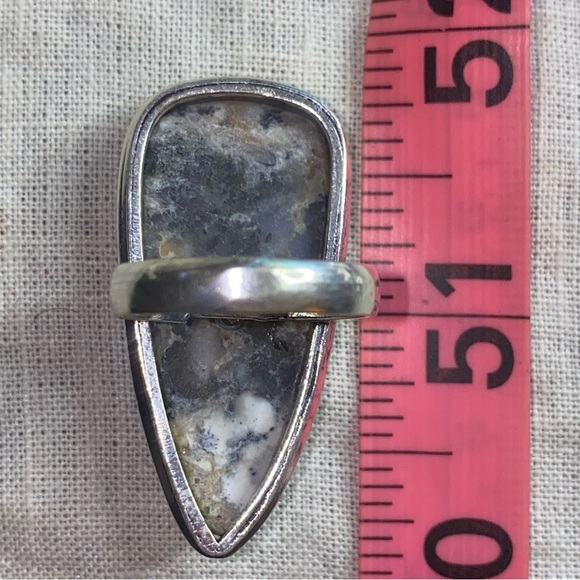 Exotic Dendritic Opal Handcrafted teardrop ring - Picture 7 of 8